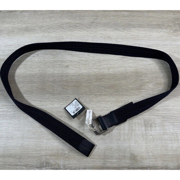 Club Monaco Men Italy Blue BeltWebbing Canvas Double Metal Slider Buckle - Picture 1 of 8